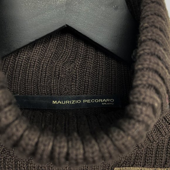 MAURIZIO PECORARO Wool Leather Patchwork Sweater - Picture 12 of 15